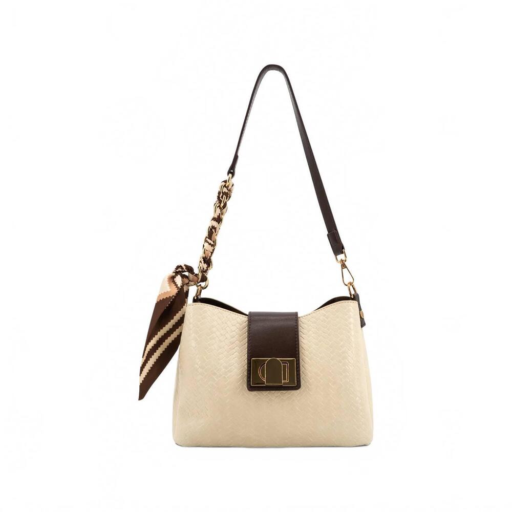 NEW LIKE DREAMS women's sabine woven scarf crossbody bag in ivory